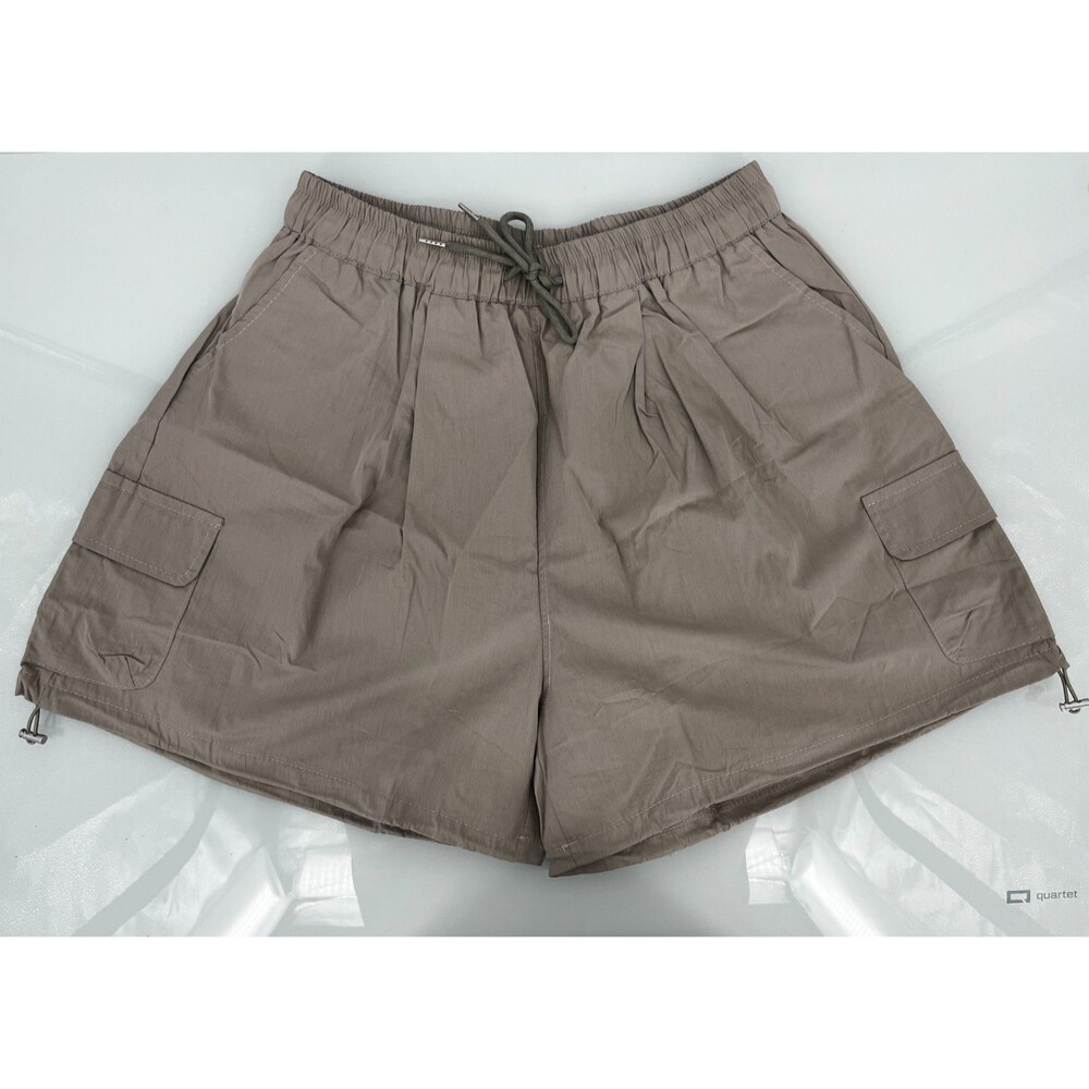 Women's Shorts -Adora By Dressed in Lala Gray Stretchy Cargo High Waisted Shorts